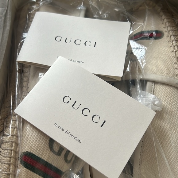 GUCCI Women's GG Logo EU 39 Web cream color Canvas Espadrilles Flats - Picture 9 of 16